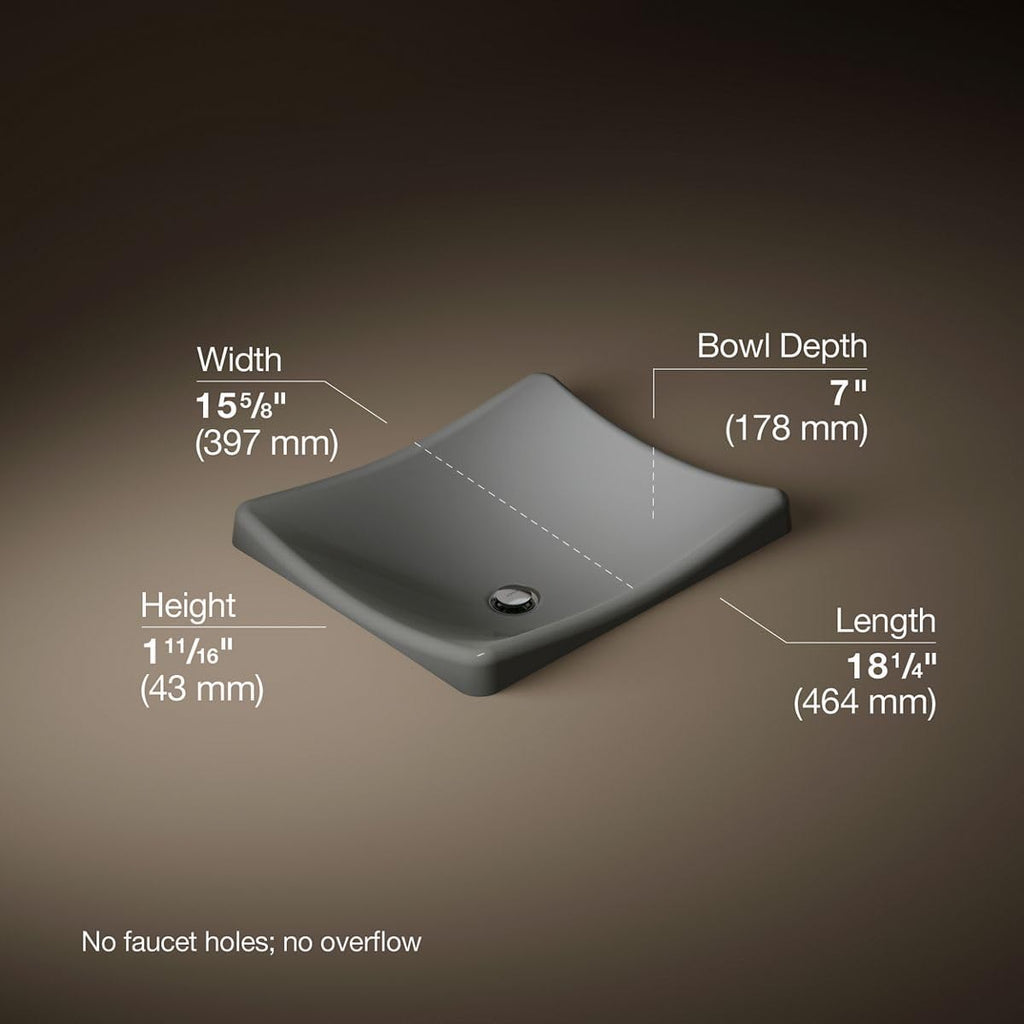 KOHLER K-2833-58 DemiLav Wading Pool Bathroom Sink, Thunder Grey