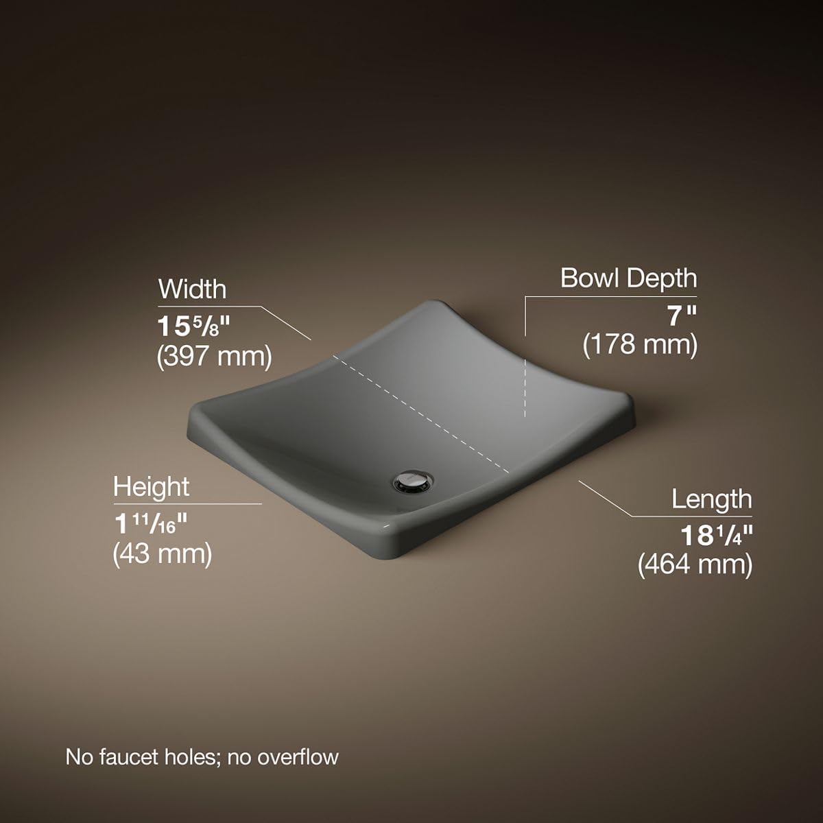 KOHLER K-2833-58 DemiLav Wading Pool Bathroom Sink, Thunder Grey