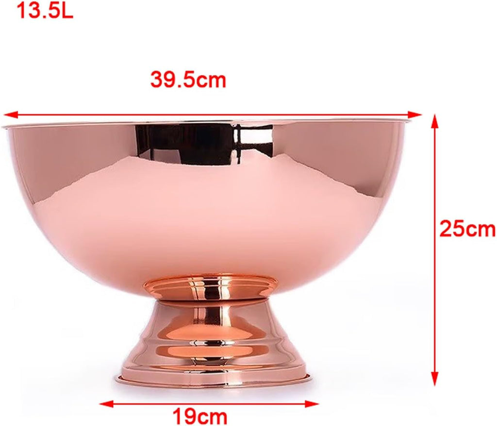 Ice Bucket Rose Gold Ice Bucket Stainless Steel Ice Bucket Insulated Ice Bucket Large Thickened Ice Bucket for Business and Family Party, 13.5L Keeps Ice Cold & Dry