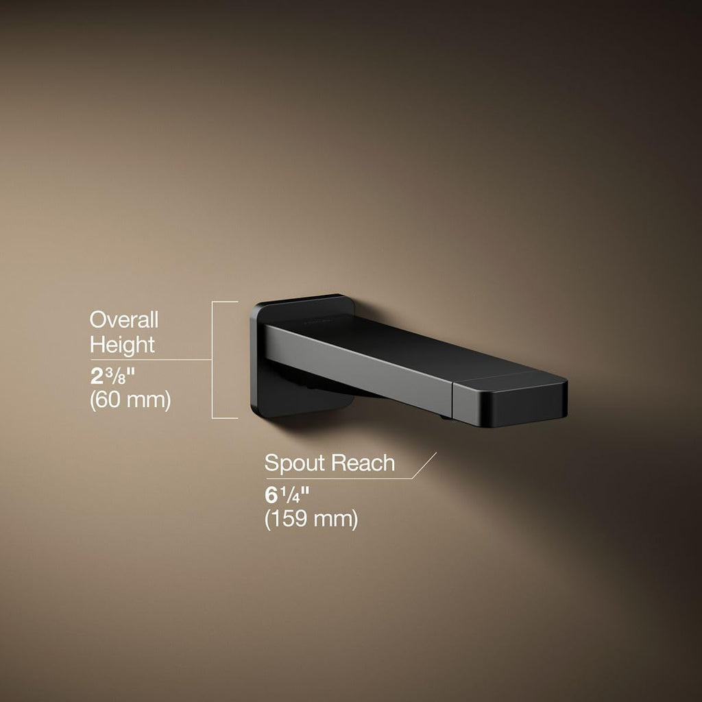 Kohler 23510-BL Parallel® Wall-Mount Bath spout, Matte Black