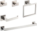 5-Piece Sus304 Bathroom Set: Towel + Ring + Hooks + Tp Holder, Brushed Nickel Stainless Steel Material & Lasting Durability Bathroom Modern