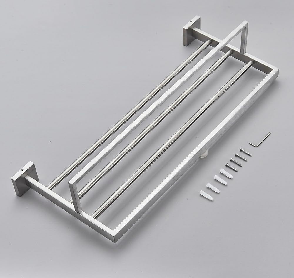 Brushed Nickel Bathroom Hardware Set Robe Hook Towel Rail Bar Rack Shelf Tissue Paper Holder Accessories,Nickel B 40cm