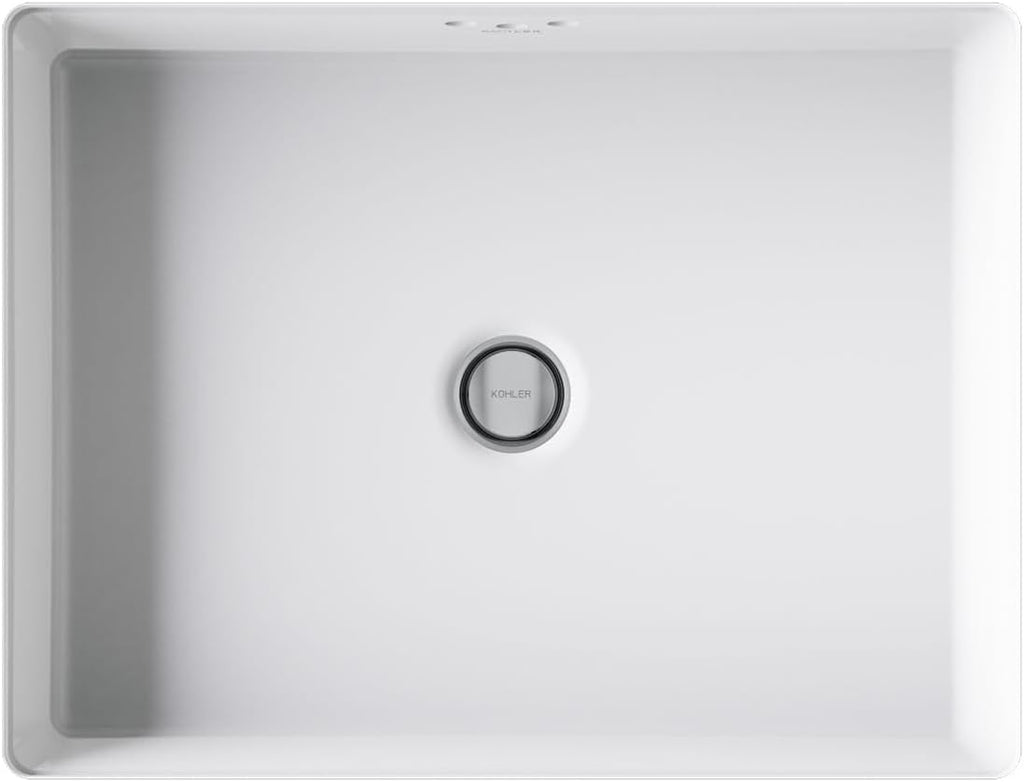 KOHLER K-2330-0 Kathryn 19-3/4' Rectangular Under-Mount Bathroom Sink, Vitreous Lavatory Vanity Sink with Overflow, No Faucet Holes, White