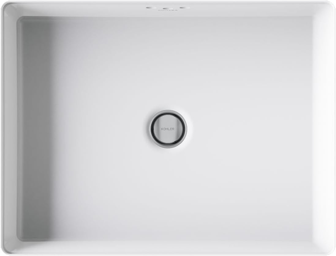 KOHLER K-2330-0 Kathryn 19-3/4' Rectangular Under-Mount Bathroom Sink, Vitreous Lavatory Vanity Sink with Overflow, No Faucet Holes, White