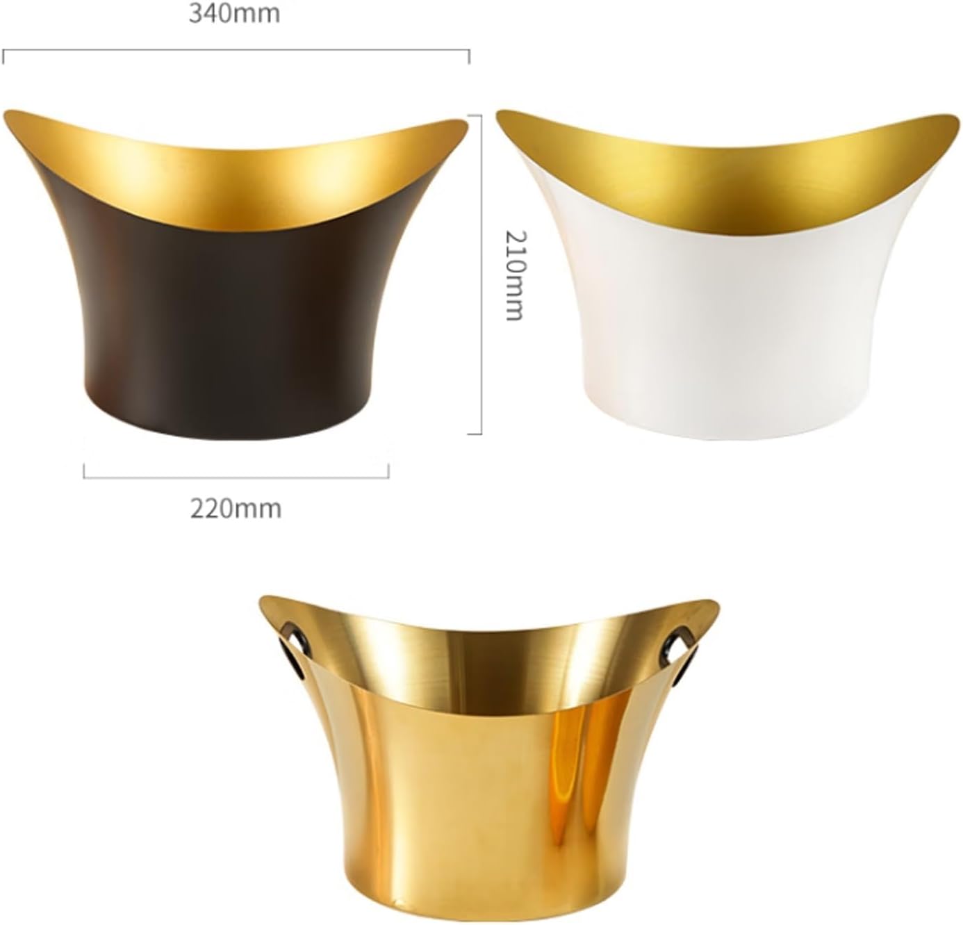 Ice Bucket Ice Bucket for Freezer Stainless-Steel Beverage Tub, Large 9L Stainless Steel Insulated Drink Tub and Ice Bucket with Double Handles, Drink Chiller for Parties, White+Gold Ice Buckets Party