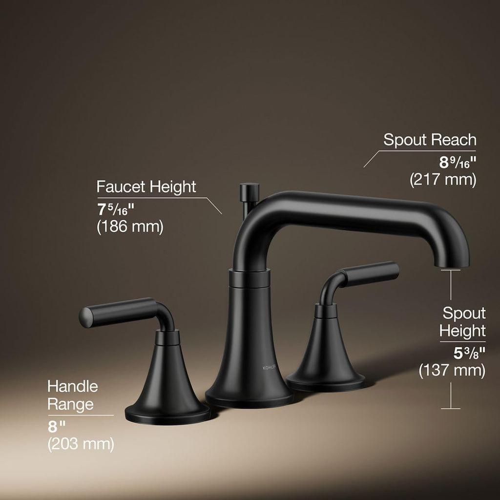 Kohler T26440-4-BL Tone™ Deck-Mount Bath Faucet Trim with Diverter, Matte Black