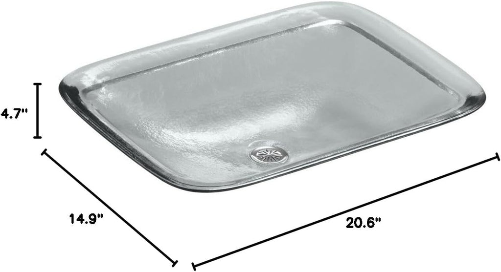KOHLER K-2773-B11 Inia, ARTIST EDITIONS Rectangle Glass Wading Pool Bathroom Sink, Ice
