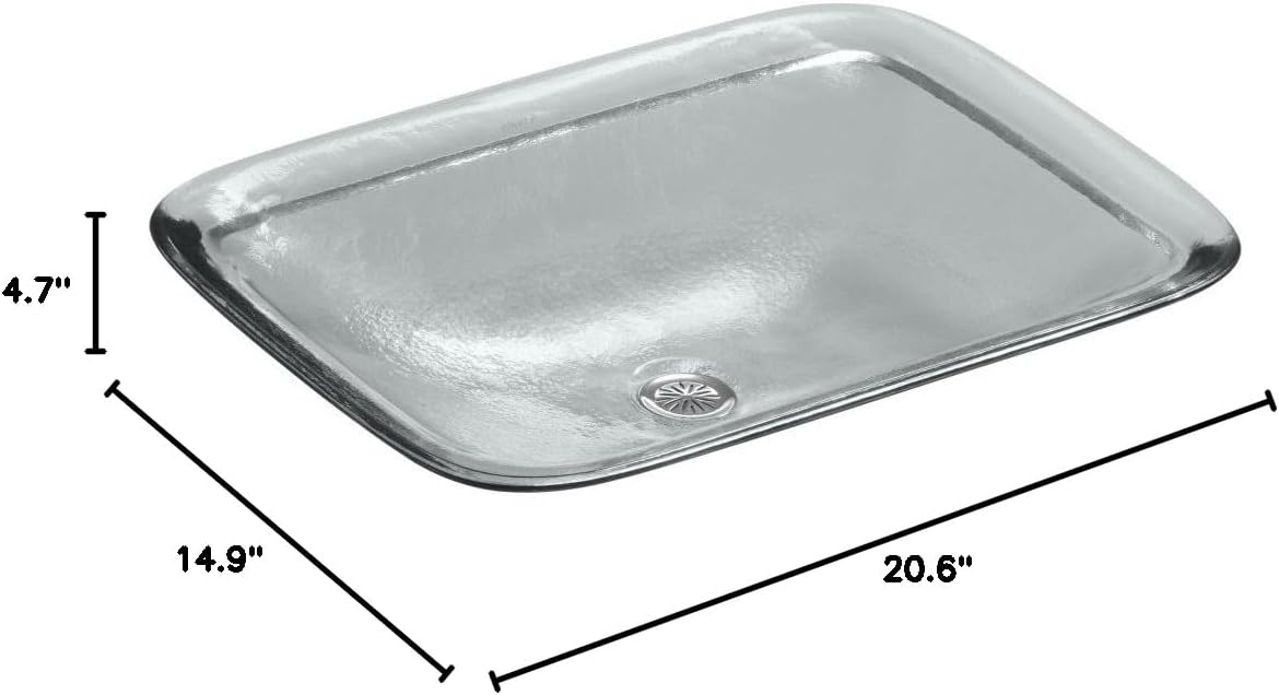 KOHLER K-2773-B11 Inia, ARTIST EDITIONS Rectangle Glass Wading Pool Bathroom Sink, Ice