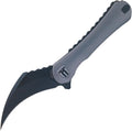 SHIELDON Scythe(XL) Folding Knife CPM-S35VN Steel Diamond-Like Coating 2.92' Hawkbill Point Blade Pocket Knife with Titanium Handle and Reversible Wire Clip