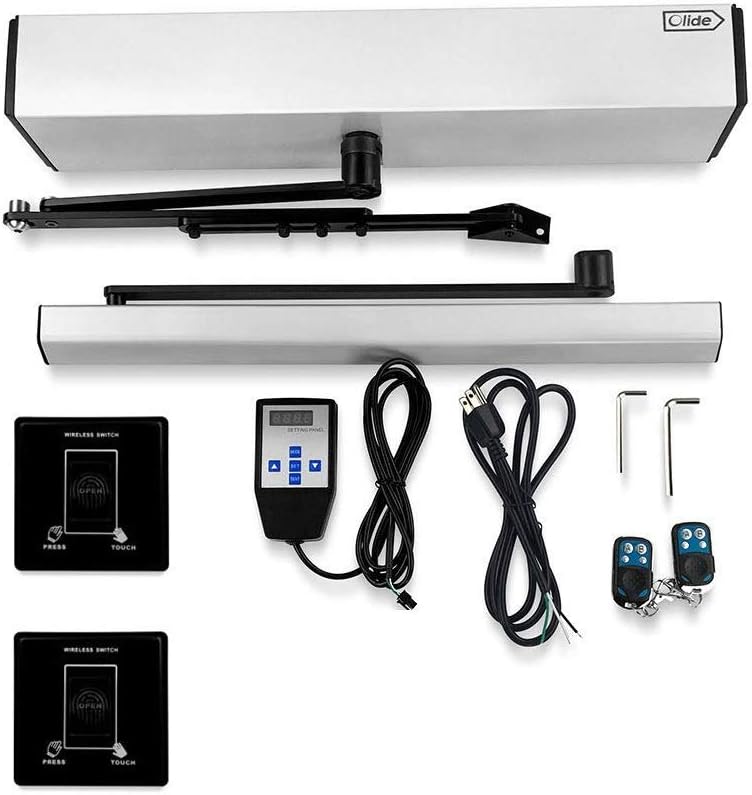 Olideauto Automatic Swing Door Opener with 2PCS Square Wireless Hand Sensor Switch and Receiver