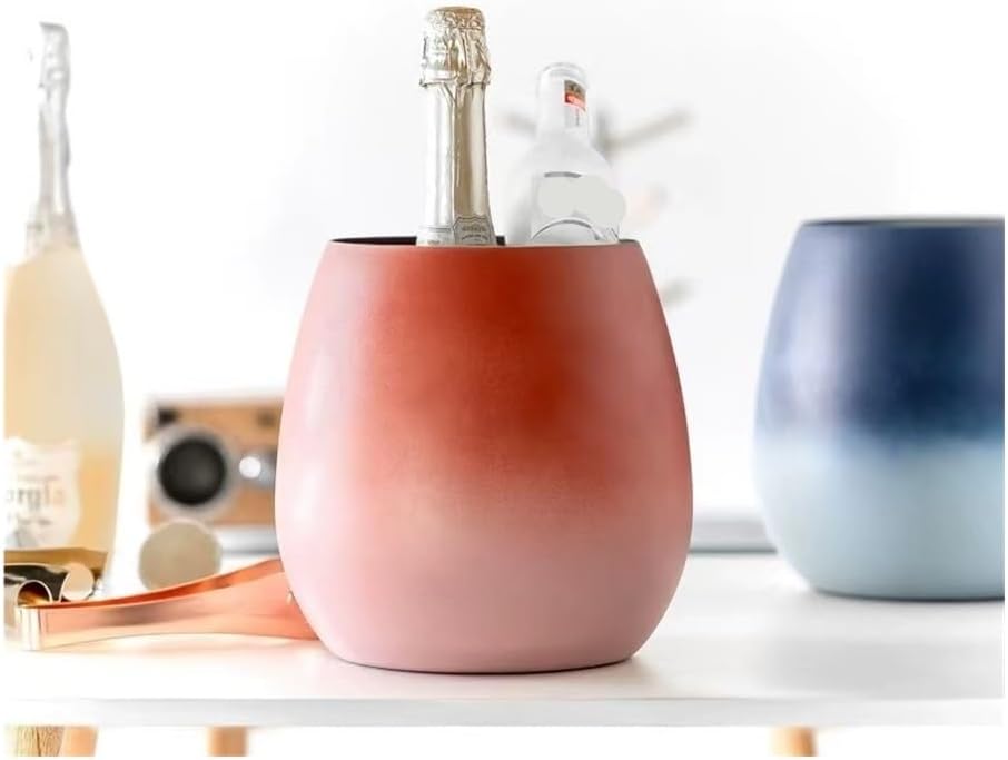 Ice Bucket, Stainless Steel Ice Bucket, Champagne Wine Beer Chilling Bucket Ice Buckets For Parties(Pink)