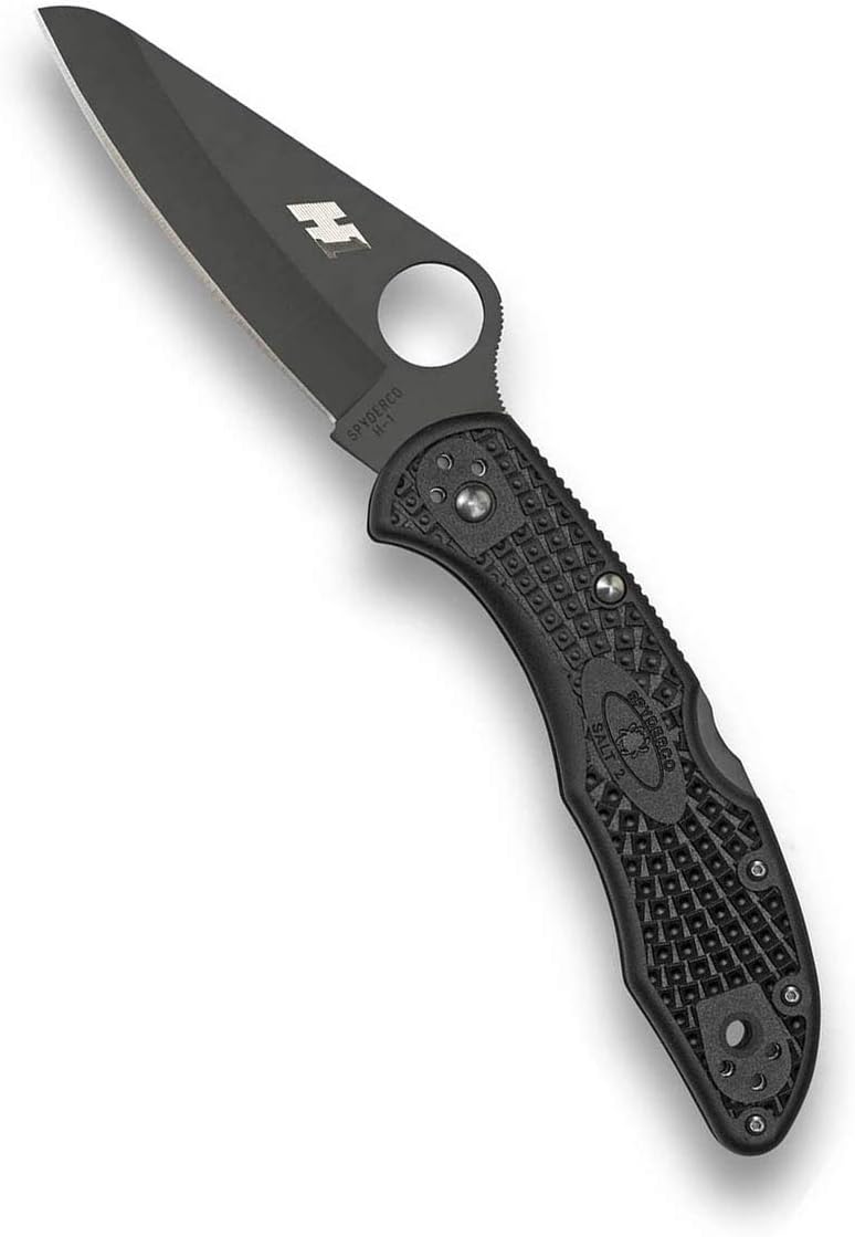 Spyderco Salt 2 Lightweight Knife with 3' H-1 Ultra-Corrosion Resistant Steel Blade and Black FRN Handle - PlainEdge - C88PBBK2