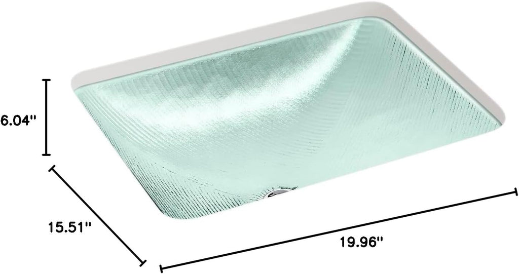 KOHLER K-28823-TG2 ARTIST EDITIONS Yepsen Collection Glass Undermount Bathroom Sink 17' x 13'Rectangle Basin Trans Dew