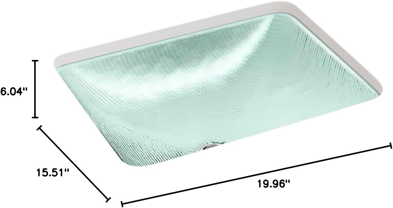 KOHLER K-28823-TG2 ARTIST EDITIONS Yepsen Collection Glass Undermount Bathroom Sink 17' x 13'Rectangle Basin Trans Dew