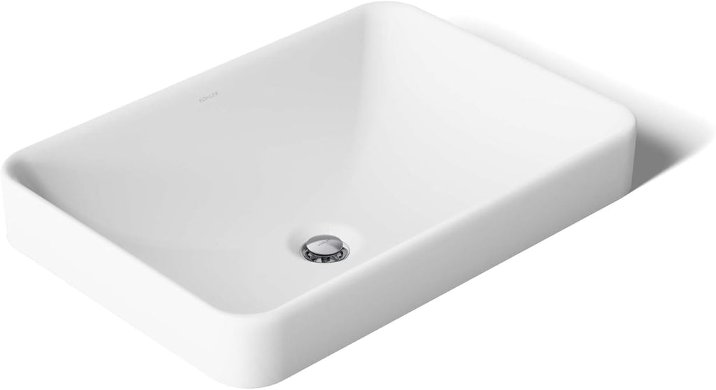 KOHLER 5373-0 Vox Rectangle Vessel Bathroom Sink, Vitreous China¬†, 22-5/8' W X 16-1/8'L, White