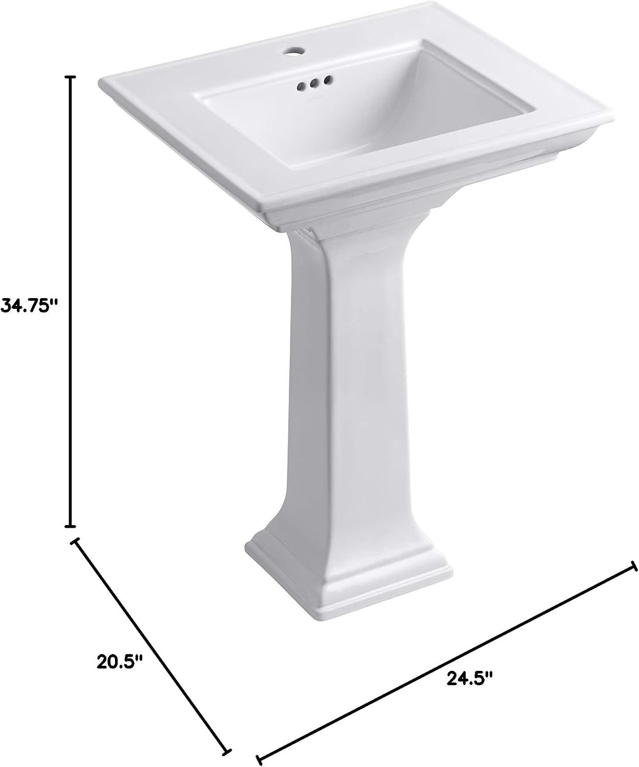 KOHLER Memoirs Stately 24' Pedestal bathroom sink with single faucet, White