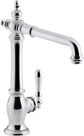Kohler K-99266-CP Artifacts Single-Hole Kitchen Sink Faucet with 13-1/2 In. Swing Spout and Victorian Spout Design, Polished Chrome, One Size