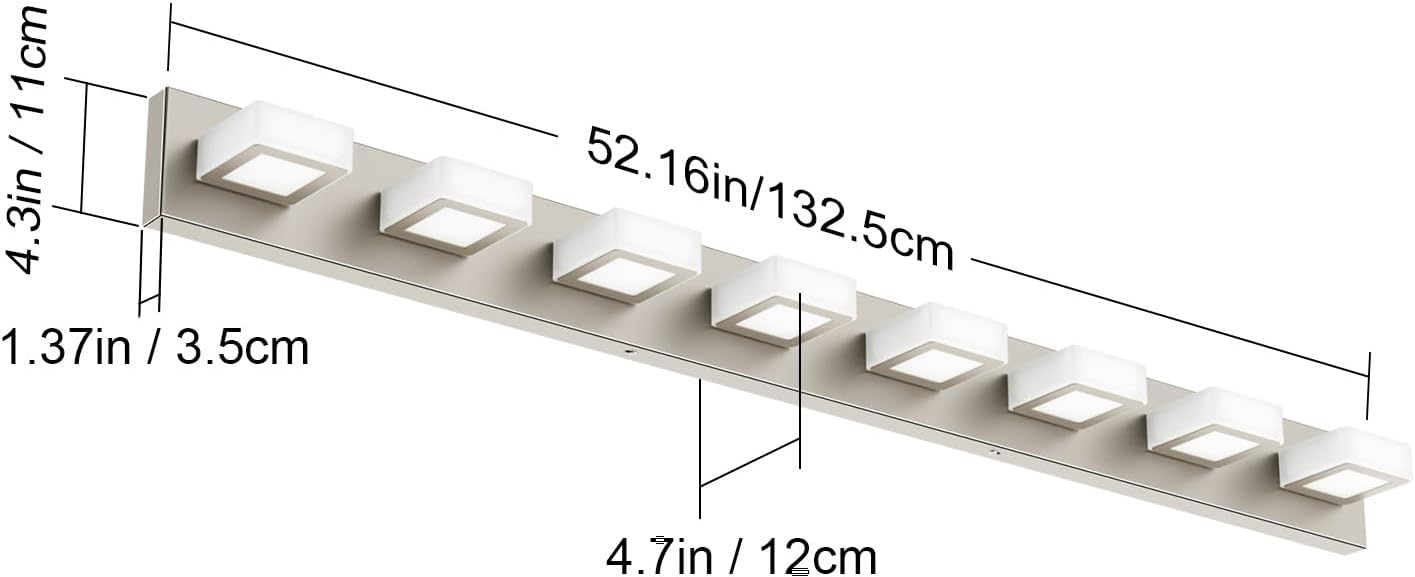 Ralbay 8-Light Brushed Nickel Bathroom Vanity Lights Metal Acrylic LED Modern Bathroom Wall Lighting Fixtures Over Mirror