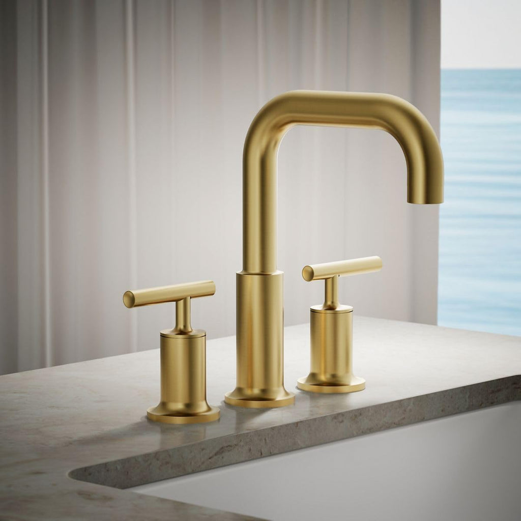 Kohler T14428-4-2MB Purist Deck-Mount High-Flow Bath Faucet Trim with Lever Handles, Valve Not Included, Vibrant Brushed Moderne Brass