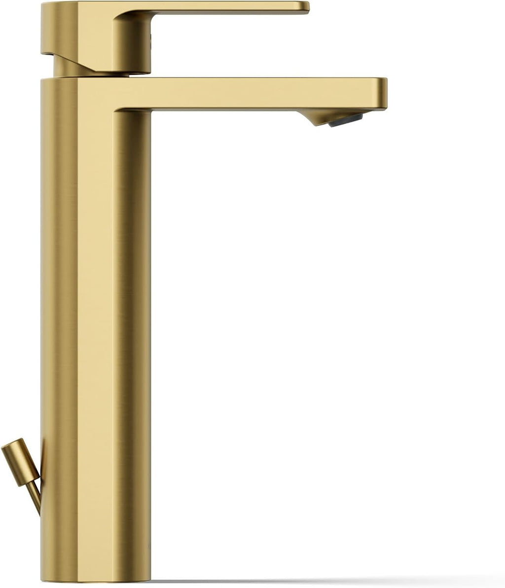 Kohler K-23475-4K-2MB Parallel Tall Single Handle Bathroom Sink Faucet, 1.0 GPM, Vibrant Moderne Brushed Brass