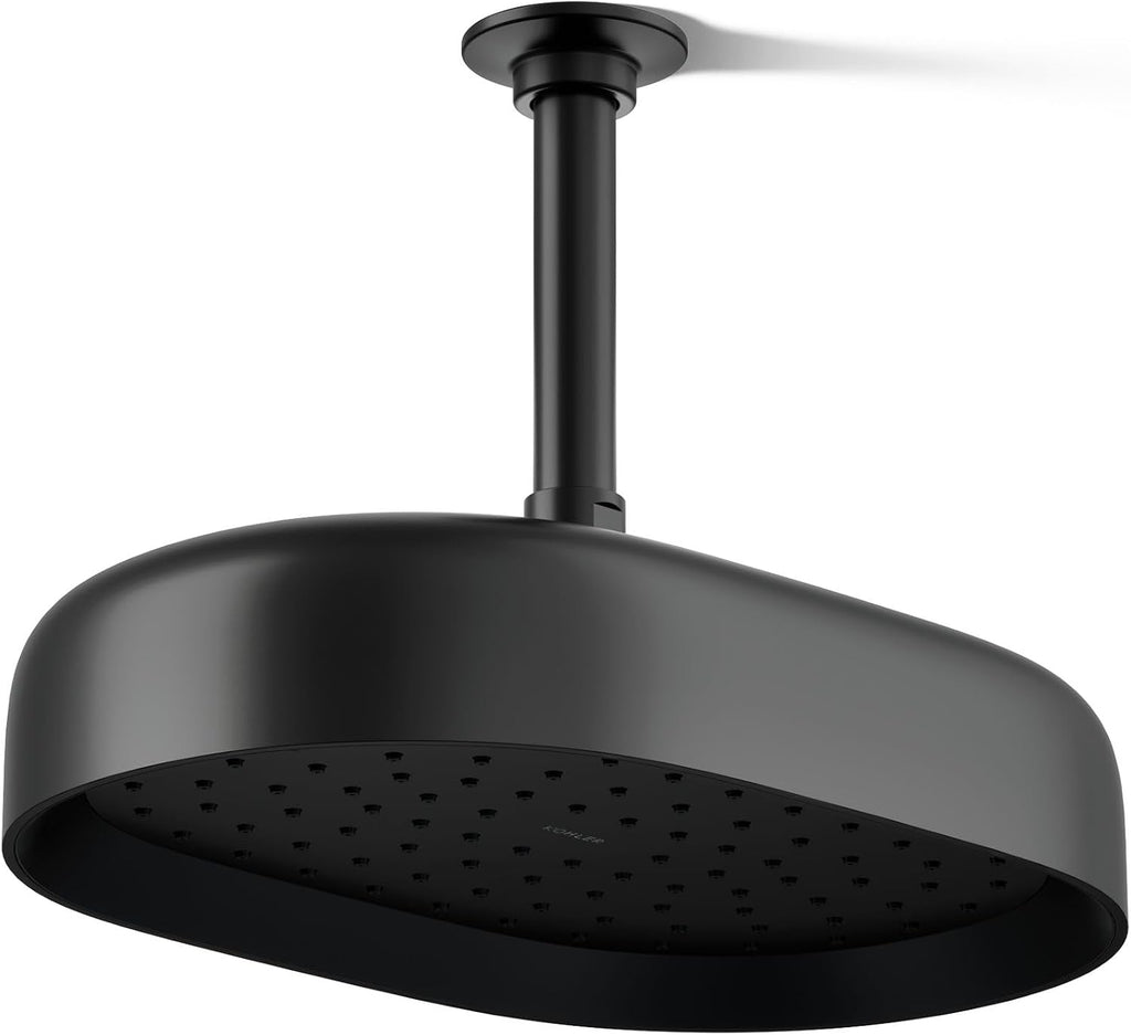 Kohler 26293-BL Statement® Oblong 12' single-function rainhead, 2.5 gpm, Matte Black