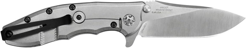 Zero Tolerance 0562CF Hinderer Slicer Folding Knife; 3.5' CPM-20CV Stonewashed and Satin Steel Blade, Carbon Fiber Front Handle, KVT Ball-Bearing Opening, Frame Lock and Reversible Pocketclip; 5.5 OZ…