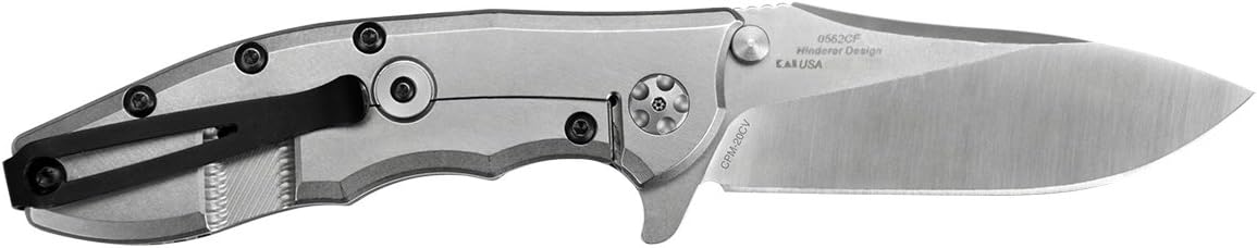 Zero Tolerance 0562CF Hinderer Slicer Folding Knife; 3.5' CPM-20CV Stonewashed and Satin Steel Blade, Carbon Fiber Front Handle, KVT Ball-Bearing Opening, Frame Lock and Reversible Pocketclip; 5.5 OZ…