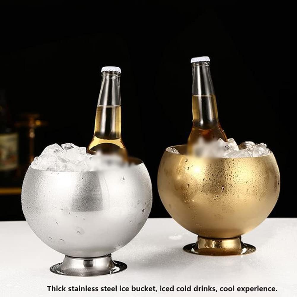 Drink Bucket Bar Supplies Champagne Ice Bucket Bar Stainless Steel Ice Bucket Creative Beer Bucket Convenient Portable Ice Bucket Ice Bucket for Parties(Gold,3L)