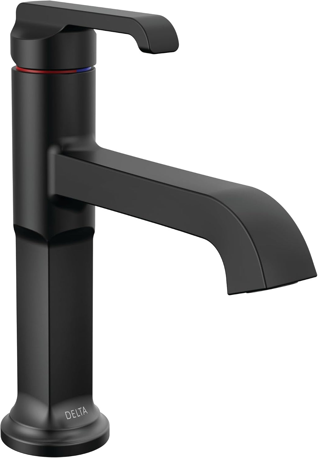 Delta Tetra Matte Black Bathroom Faucet 1 Hole, Single Hole Bathroom Sink Faucet for Vanity, Matte Black 589-BLLPU-DST (Drain Not Included)