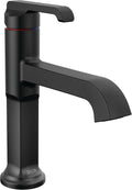 Delta Tetra Matte Black Bathroom Faucet 1 Hole, Single Hole Bathroom Sink Faucet for Vanity, Matte Black 589-BLLPU-DST (Drain Not Included)
