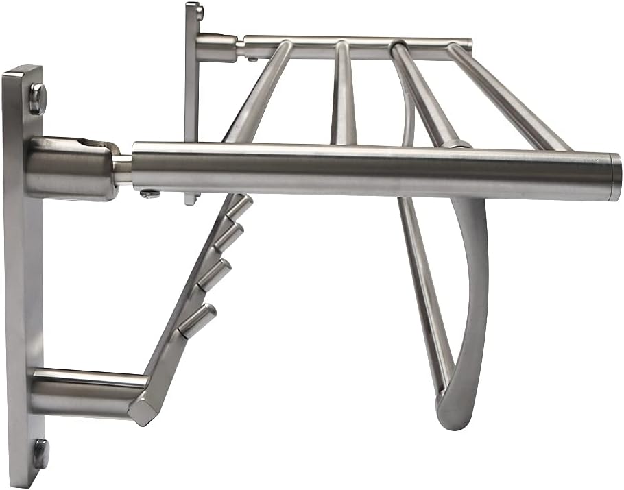 Towel Rail Wall Mounted, Bathroom Towel Rack,Folding Shelf with Swing Towel Bar and Hooks Wall Mount,Brushed Nickel