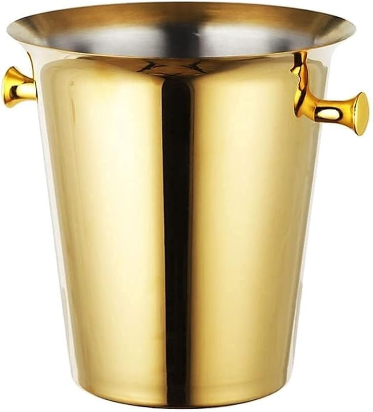 5 Liter Outdoor Gold Ice Bucket, Stainless Steel, Cocktail Bar Wine Party Beverage Cooler, Champagne Bucket，Home Accessory - (Gold)(Gold)
