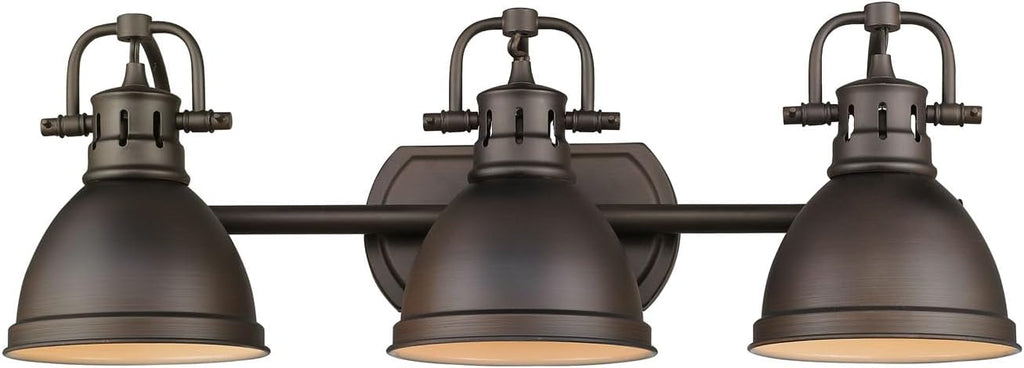 Golden Lighting 3602-BA3 RBZ Duncan Bath Vanity, Rubbed Bronze with Rubbed Bronze Shades- Vanity Lights, Bathroom Vanity Lights, Bathroom Light Fixture, Bathroom Vanity Light