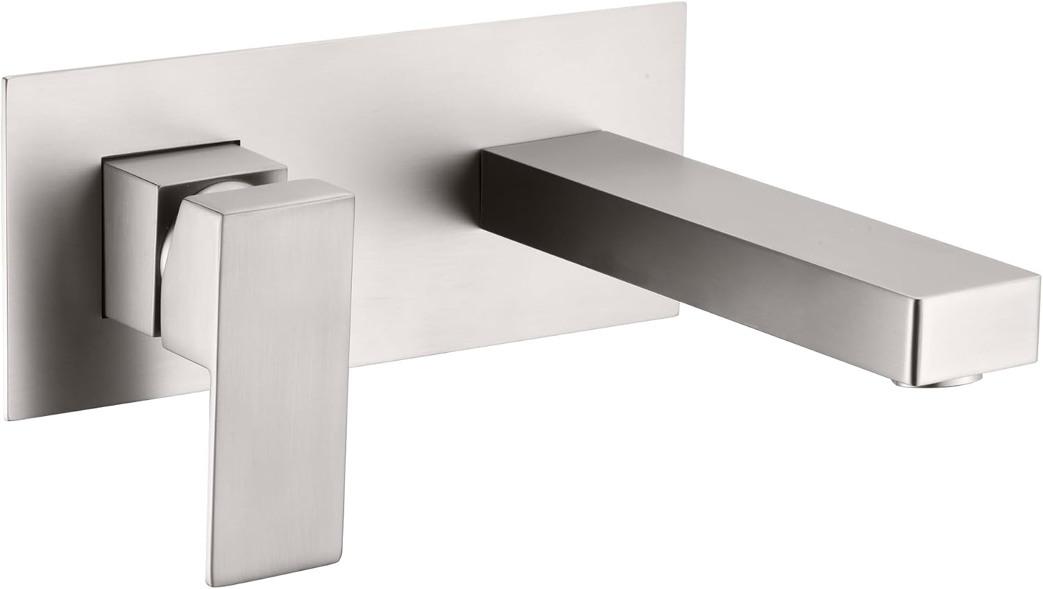 sumerain Brushed Nickel Bathroom Faucet Wall Mount Lavatory Sink Faucet with Rough-in Valve, Left-Handed Single Handle