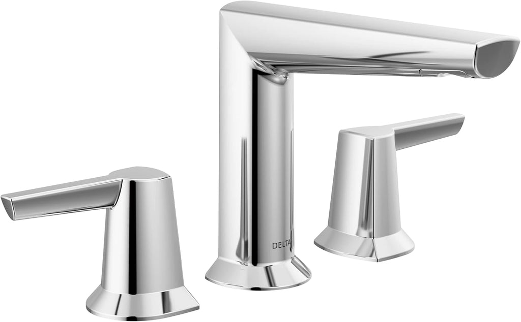 Delta Faucet Galeon Chrome Widespread Bathroom Faucet 3 Hole, Chrome Bathroom Faucet for Bathroom Sink, Bathroom Sink Faucet with Diamond Seal Technology, Lumicoat Chrome 3571-PR-MPU-DST
