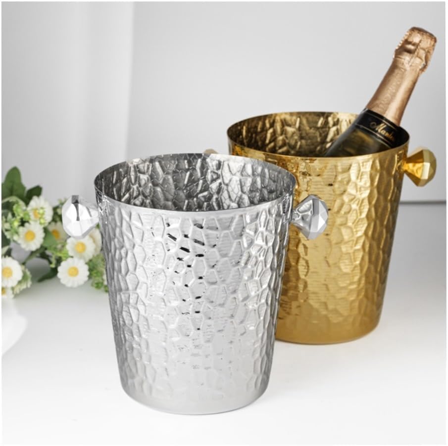Ice Bucket, Stainless Steel Wine Chiller Champagne & Red Wine Cooler Bucket Ice Buckets For Parties(Gold)