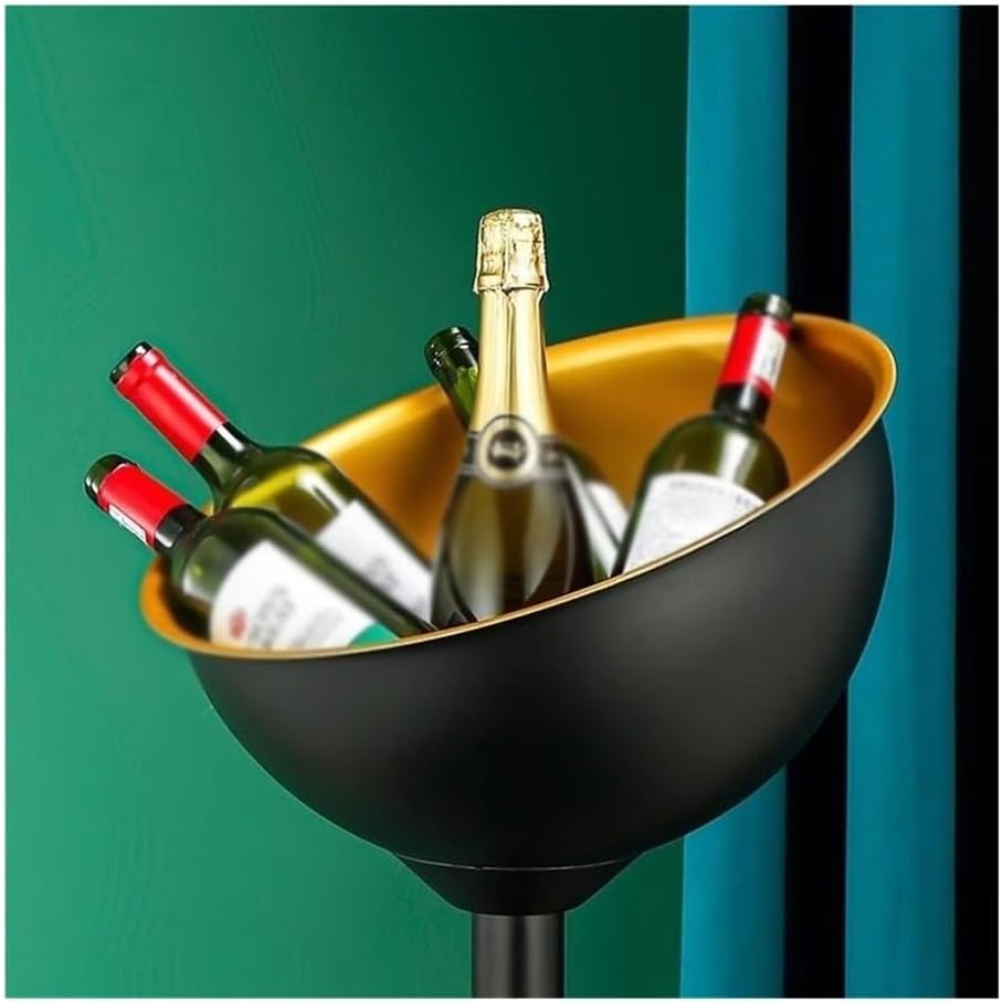 Ice Bucket, Vertical Stainless Steel Champagne Bucket Thickened Outdoor Ice Wine Basin Home Party Ice Wine Bucket Bar Ice Bucket Ice Buckets for Parties(Gold)
