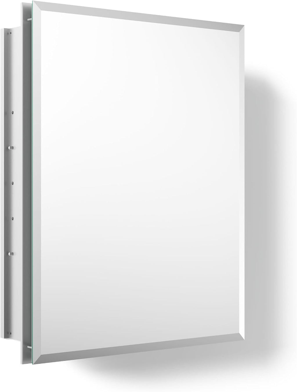 Kohler CB-CLR1620FS Frameless Bathroom Mirror Medicine Cabinet, Single Door, Rectangular Beveled Edge Frame, Bathroom Cabinet Mirror, Adjustable Shelves, 16 in. W x 20 in. H