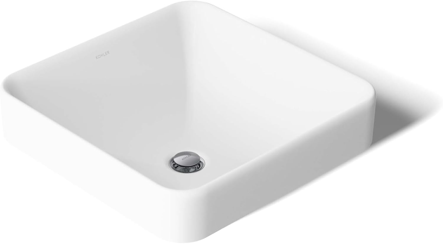 KOHLER 2661-0 Vox Square Vessel Bathroom Sink, Vitreous China, 16-1/4' W X 16-1/4' L, White