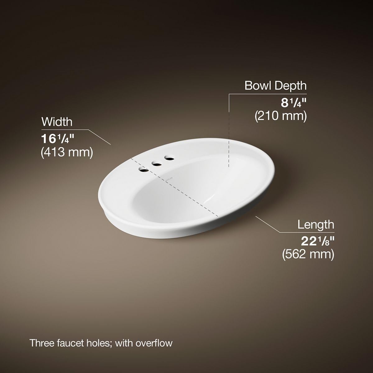 Kohler K-2075-4-0 Serif Self-Rimming Bathroom Sink, White