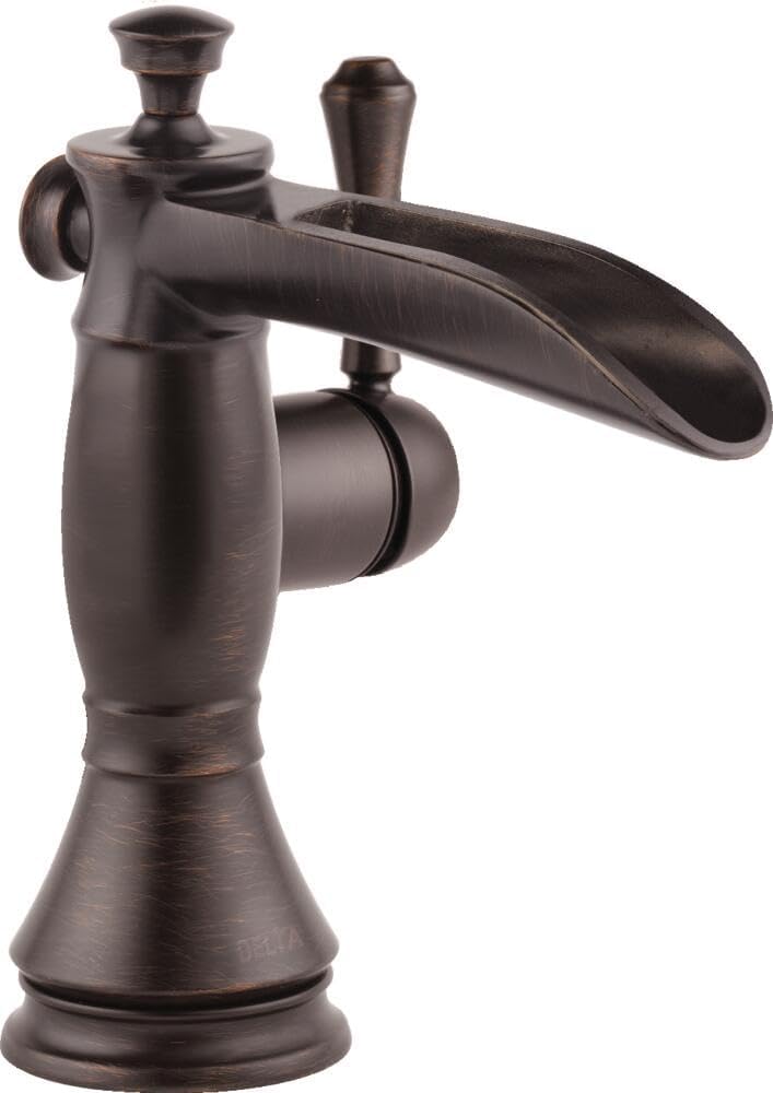 Delta Faucet Cassidy Bronze Bathroom Faucet, Single Hole Bathroom Faucet, Waterfall Bathroom Faucet, Single Handle, Metal Drain Assembly, Venetian Bronze 598LF-RBMPU