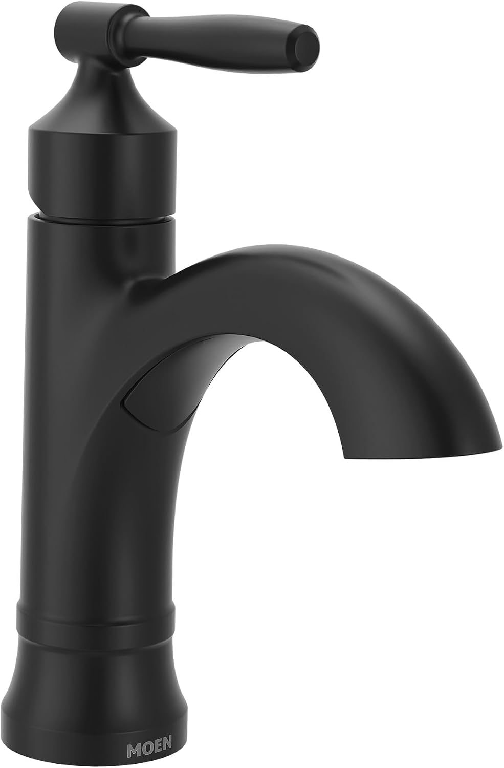 Moen Halle Matte Black One-Handle Single Hole Bathroom Sink Faucet with Optional Deckplate, 84970BL