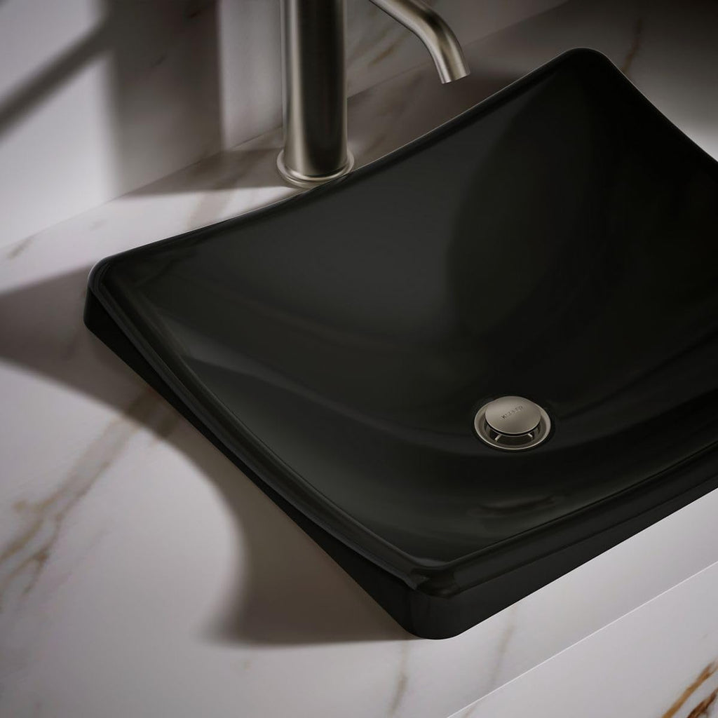 Kohler K-2833-7 DemiLav Above-Counter Single Bowl Bathroom Sink Black Black