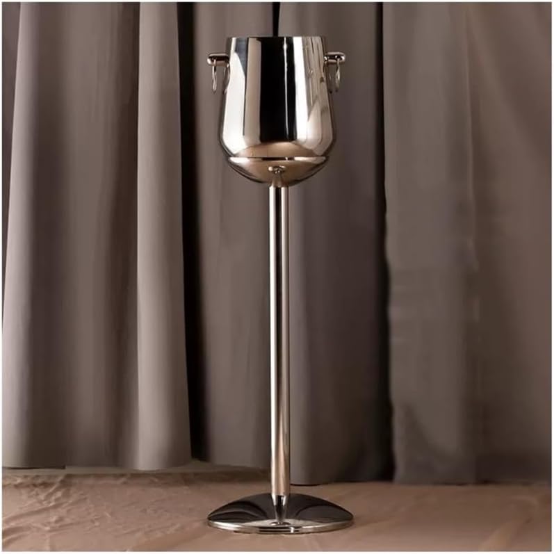 5L Champagne Bucket with Stand, Stainless Steel Double Wall Wine Chiller with Carrying Handle, Ice Buckets for Parties Festival Bar Outdoor or Indoor Use