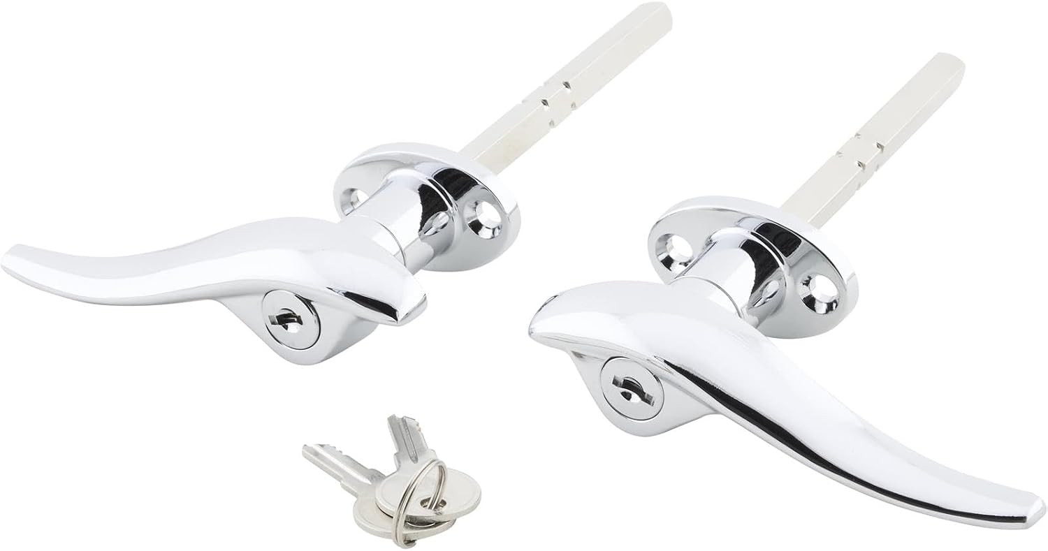 Speedway Motors Outside Door Handle Kit Pair Chrome Steel Exterior Door Handles with Square Shafts and Hardware Compatible with 1932-34 Ford Car Coupe Sedan