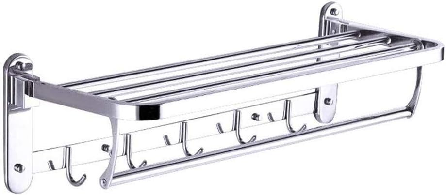 Stainless Steel Towel Rack-for for Bathroom Shelf Double Towel Bar Holder with Hooks Wall Mounted Multifunctional Brushed Nickel Favorite Gift，
