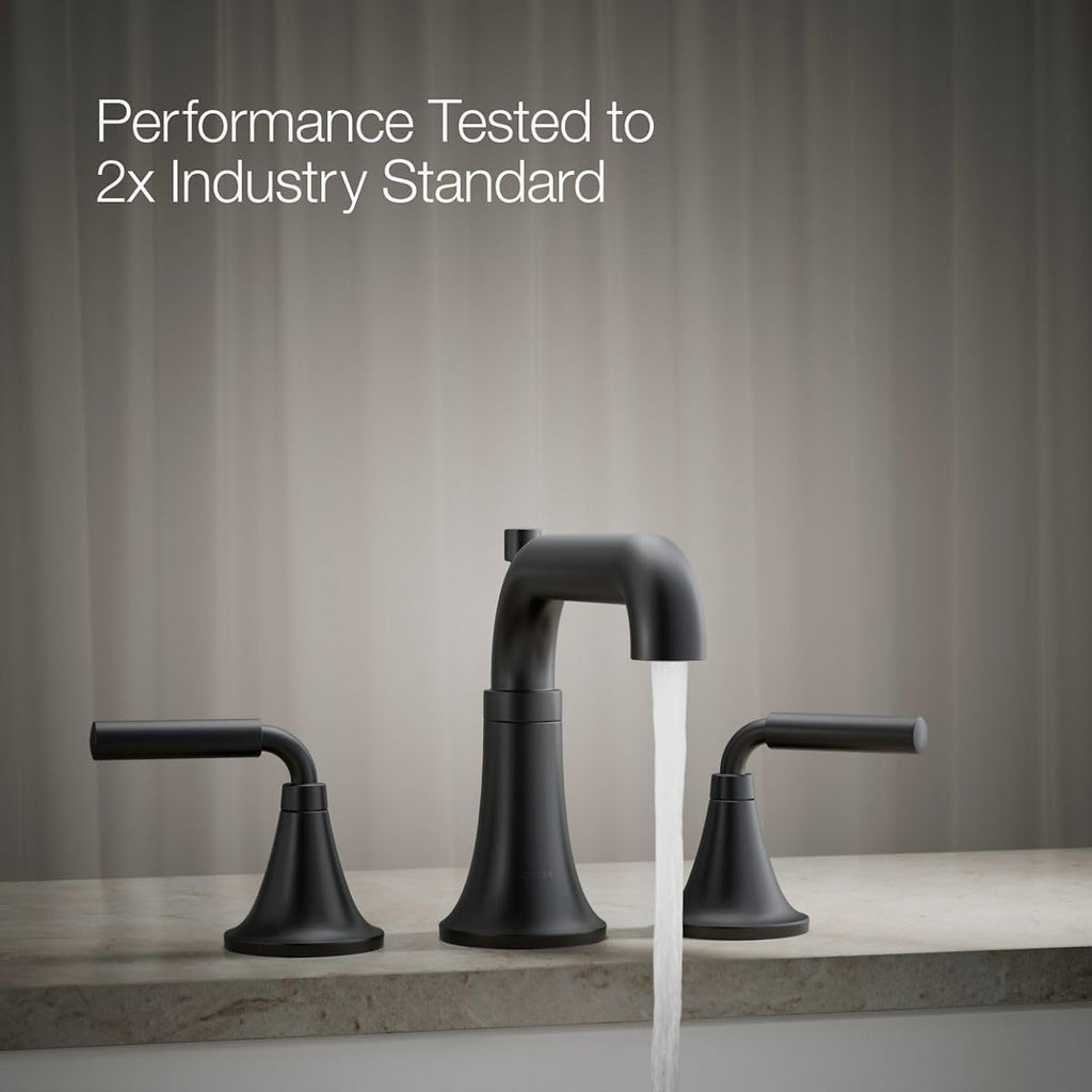Kohler T26440-4-BL Tone™ Deck-Mount Bath Faucet Trim with Diverter, Matte Black