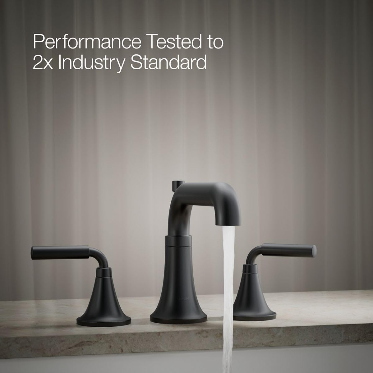 Kohler T26440-4-BL Tone™ Deck-Mount Bath Faucet Trim with Diverter, Matte Black