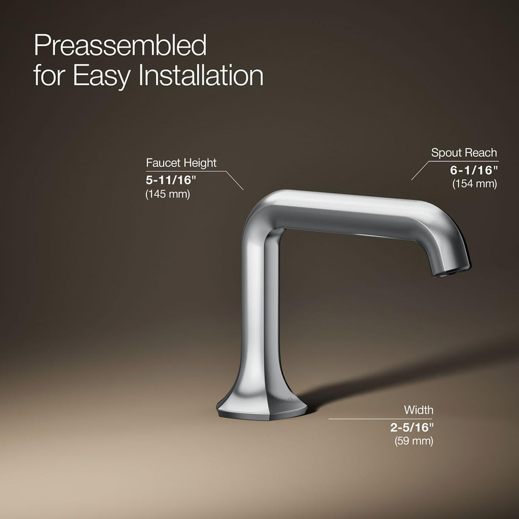 KOHLER 27009-K-CP Occasion Bathroom Sink Faucet Spout, Stationary Deck-Mount Bathroom Sink Spout, 1.0 gpm, Polished Chrome
