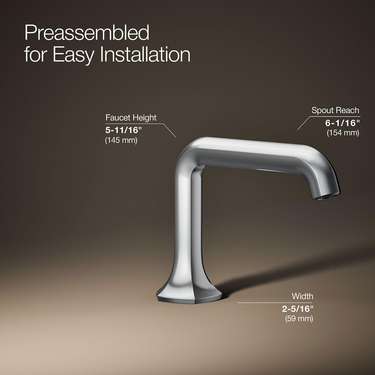 KOHLER 27009-K-CP Occasion Bathroom Sink Faucet Spout, Stationary Deck-Mount Bathroom Sink Spout, 1.0 gpm, Polished Chrome